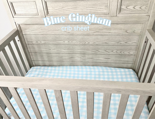 Blue Gingham Muslin Bamboo Crib Sheet