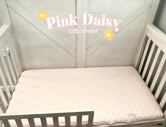 Pink Daisy Muslin Bamboo Crib Sheet