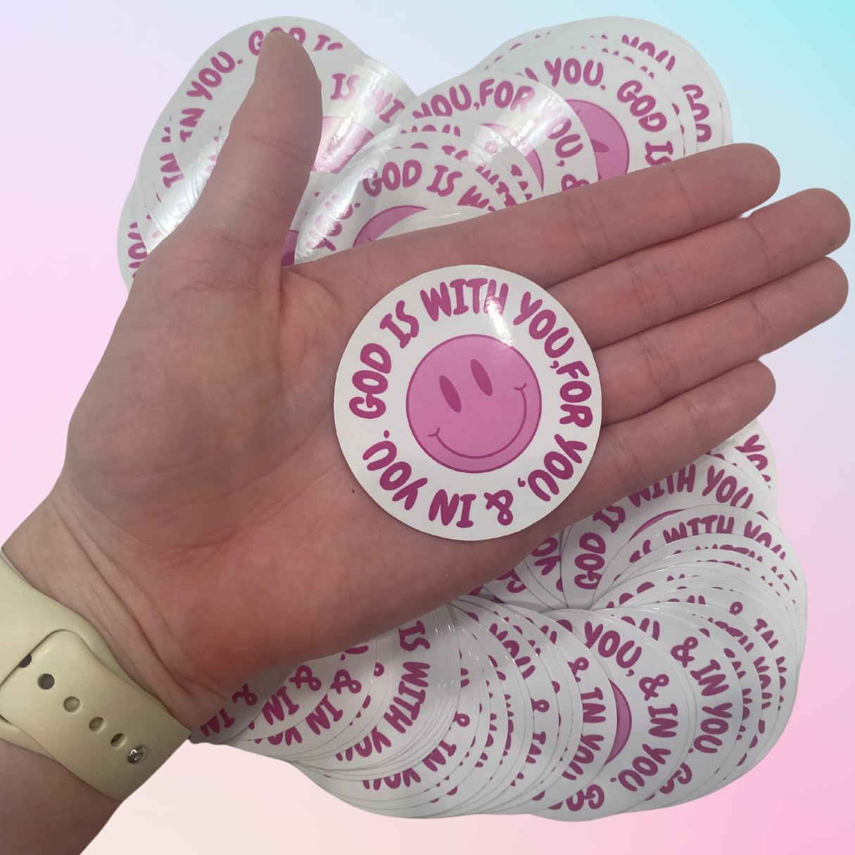 God is with you, for you, & in you! - Sticker