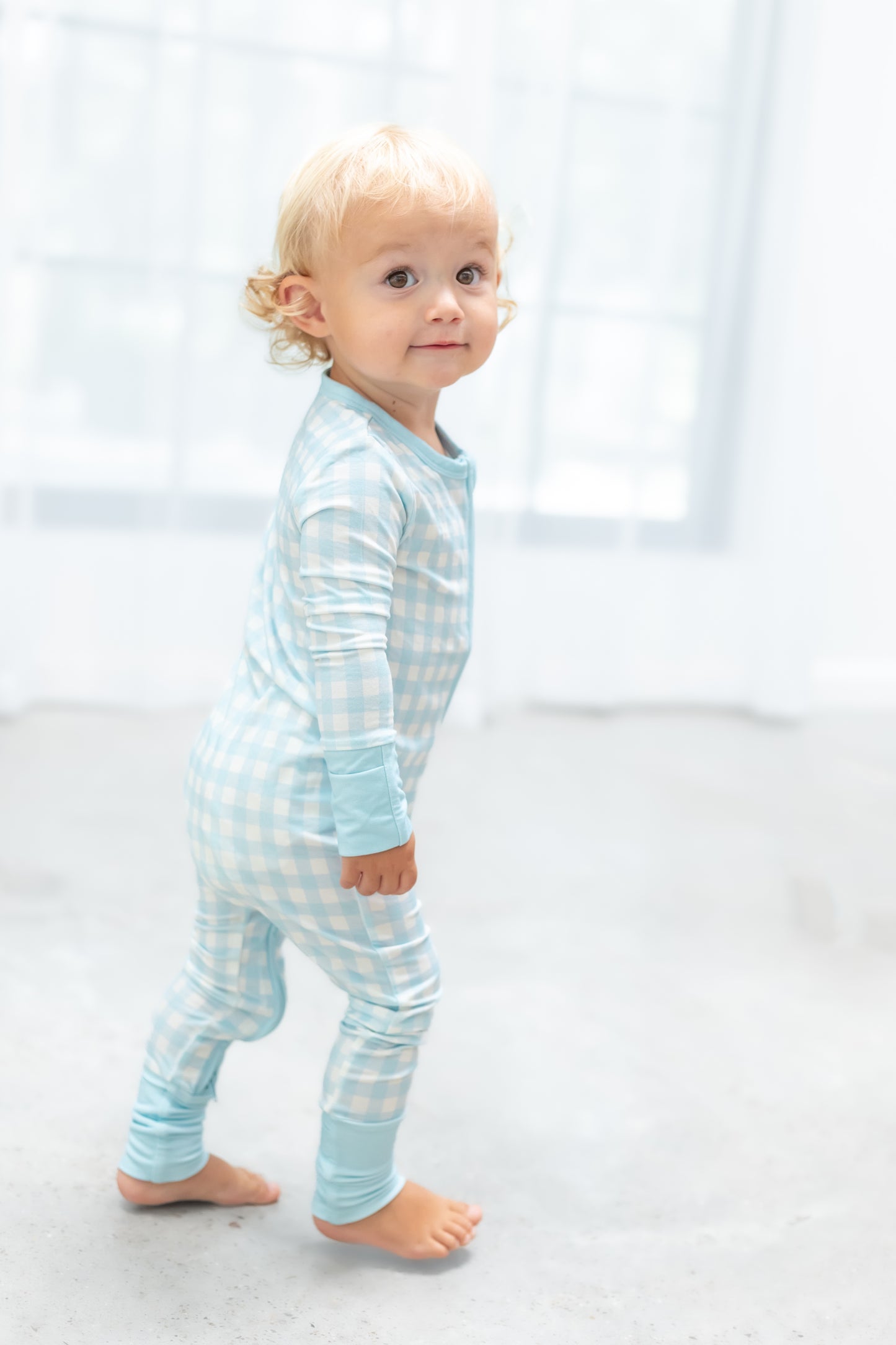 Blue Gingham Bamboo Romper