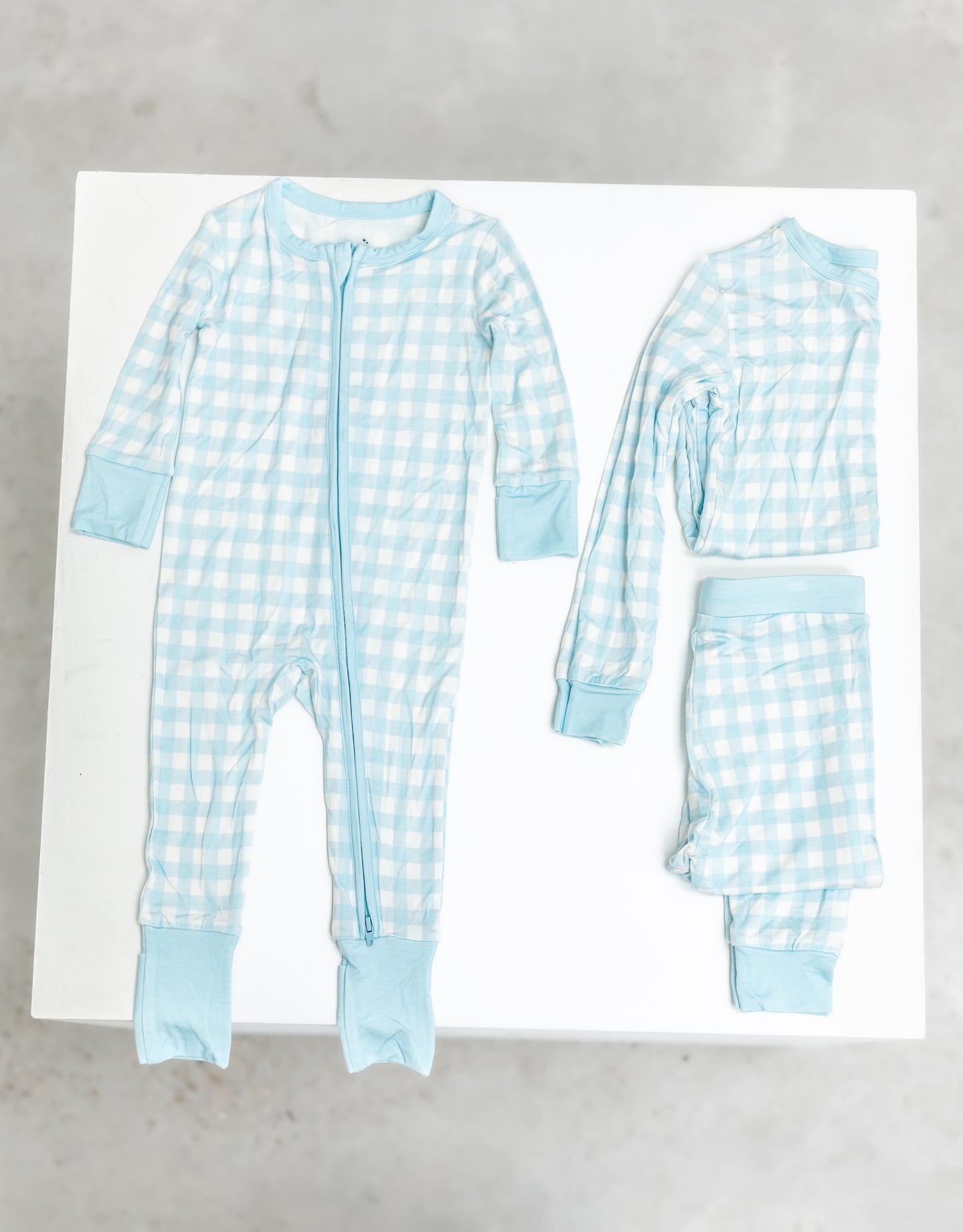 Blue Gingham Bamboo Romper