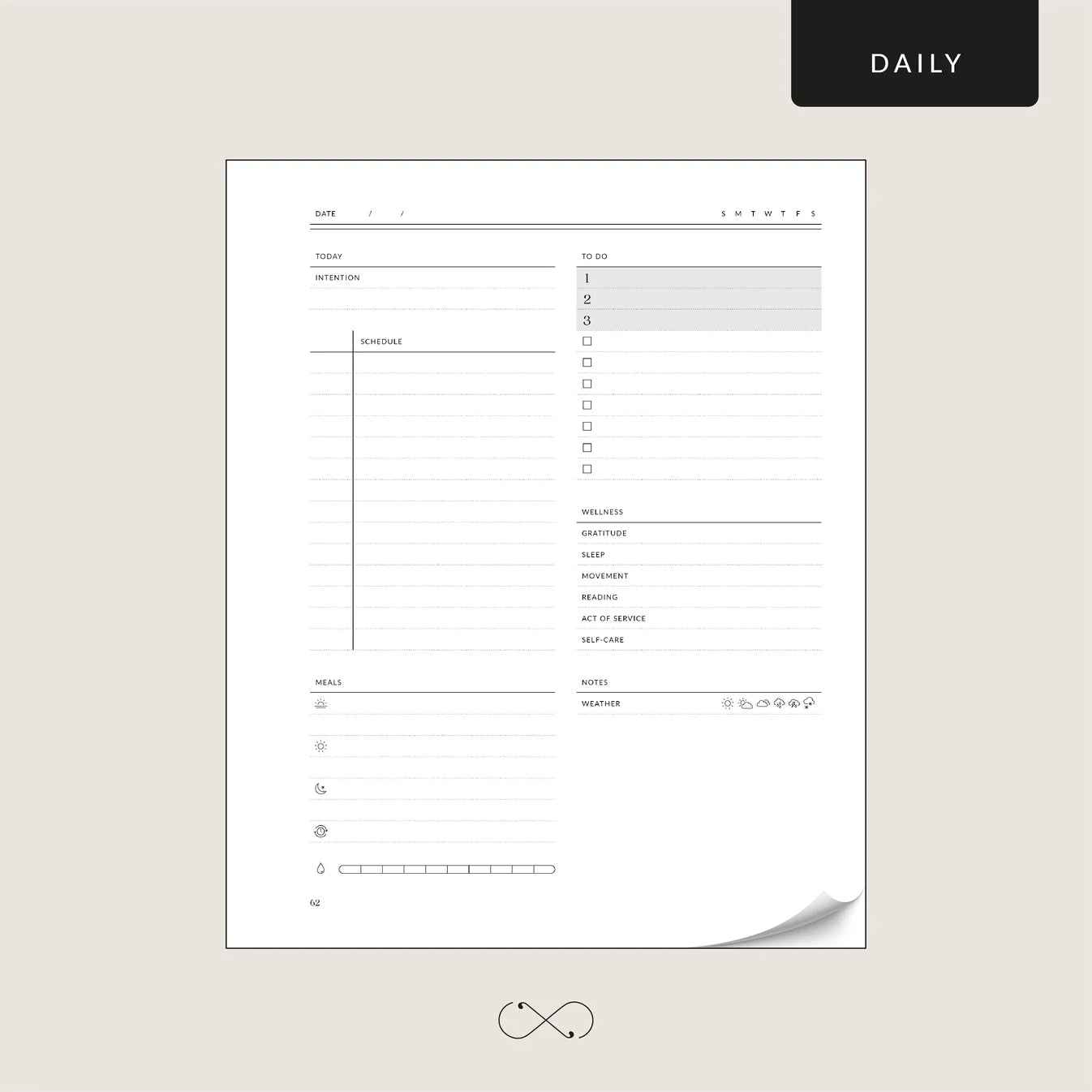 16-Week Undated Daily Wellness Planner